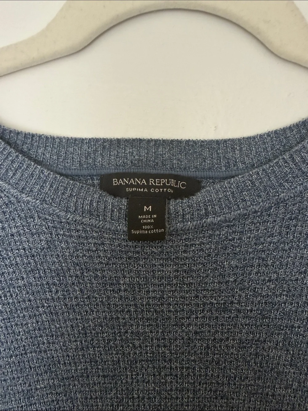 Banana Republic 100% Supima Cotton Waffle Knit Crewneck Sweater Blue Men’s M